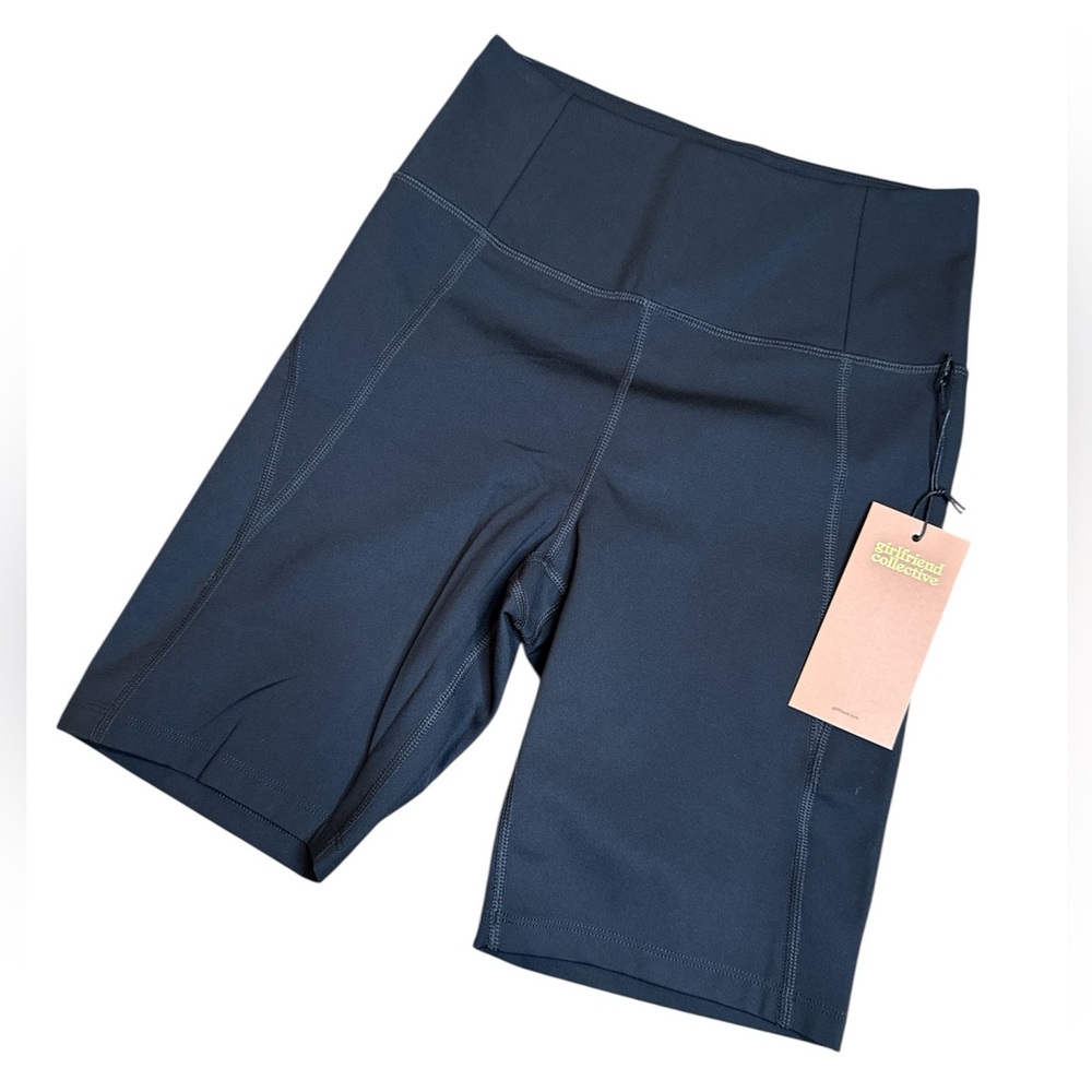 NWT girlfriend collective high rise 8 inch black bike shorts biker shorts - Picture 2 of 10